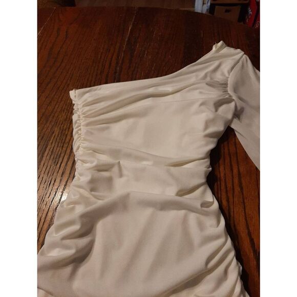 Small Jodi Kristopher Ruched One Shoulder Cold Shoulder Rhinestone Bodycon Dress - Picture 2 of 6